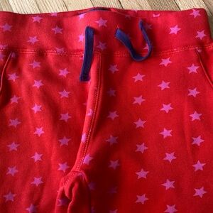 New Mini Boden Stars Red Sweatpants Printed Joggers Ribbed Waist Size 10-11 Yrs